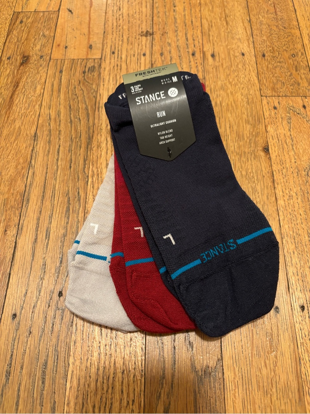 Stance Men's 3-Pack Run Low-Cut Socks — Navy, Red, Light Gray